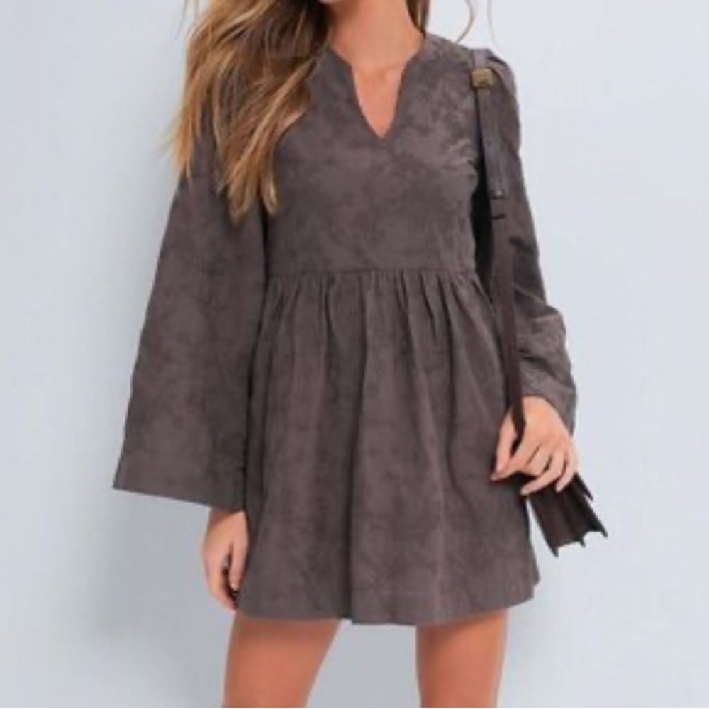 Tuckernuck Hyacinth house Textured Becca bell sleeved mini dress small Brown